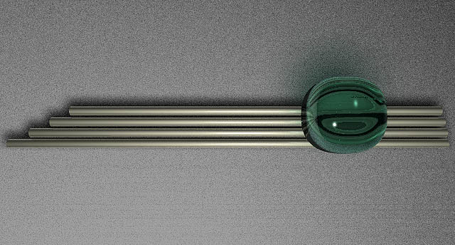 green glass and metal