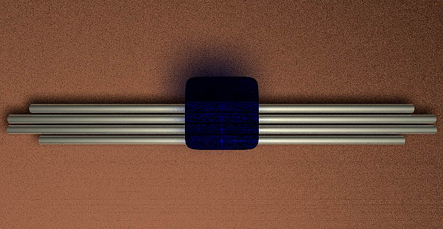 blue glass and metal