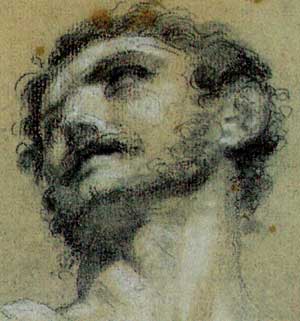 Pierre-Paul Prud'hon detail --Academie Charcoal, heightened with white chalk, on blue paper